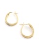 Diamond Elongated Hoop Earrings in White and Yellow Gold